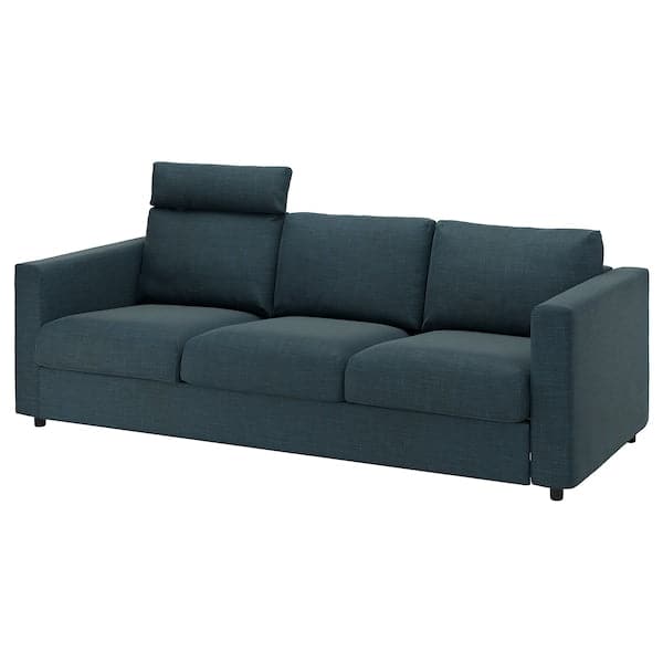 VIMLE - 3-seater sofa with headrest/Hillared dark blue , - best price from Maltashopper.com 09441160