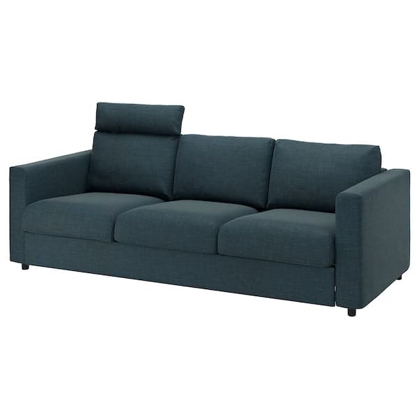 Ikea VIMLE - 3-seater sofa with headrest/Hillared dark blue ,