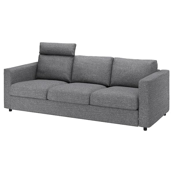 VIMLE - 3-seater sofa with headrest/Lejde grey/black , - best price from Maltashopper.com 19434395