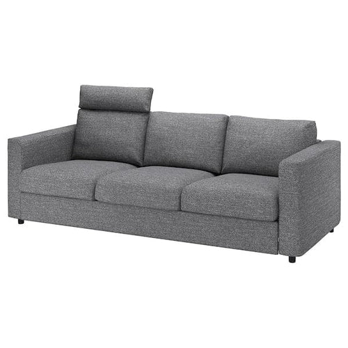 VIMLE - 3-seater sofa with headrest/Lejde grey/black ,