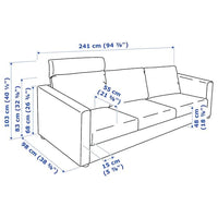 VIMLE - 3-seater sofa with headrest/Lejde red/brown , - Premium  from Ikea - Just €1025.99! Shop now at Maltashopper.com