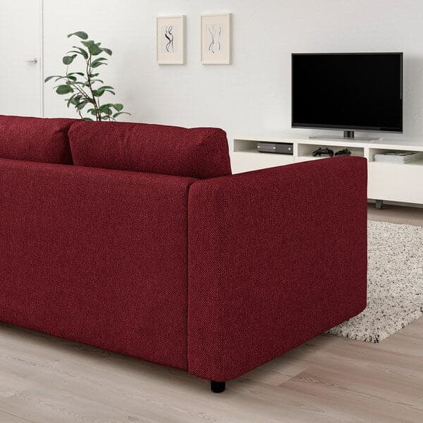 VIMLE - 3-seater sofa with headrest/Lejde red/brown , - best price from Maltashopper.com 49434394