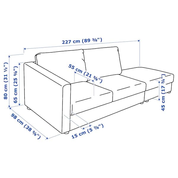 VIMLE 3-seater sofa - with open terminal/Grann/Bomstad black , - Premium Sofas from Ikea - Just €1394.99! Shop now at Maltashopper.com