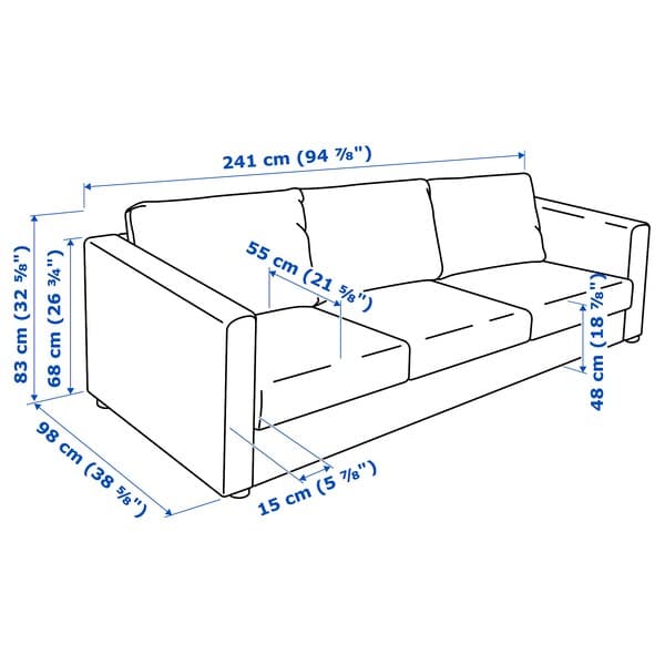 Ikea VIMLE - 3-seater sofa, Hillared dark blue ,