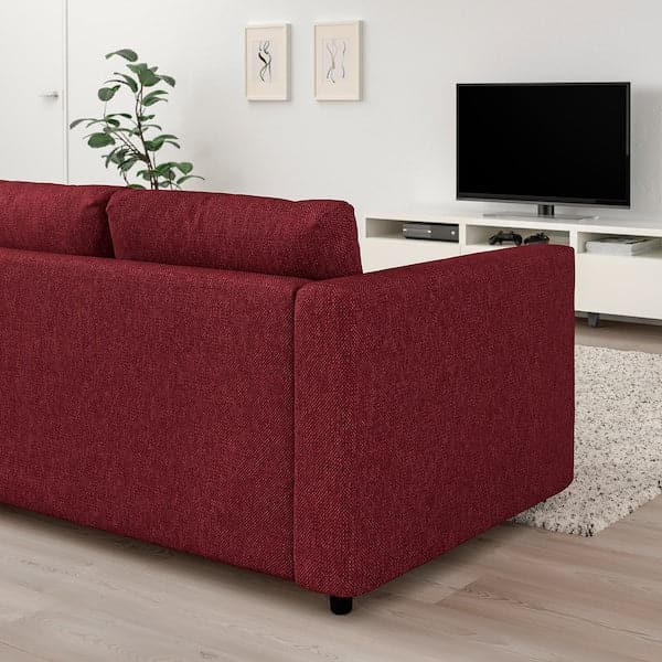 VIMLE - 3-seater sofa, Lejde red/brown , - best price from Maltashopper.com 99434400