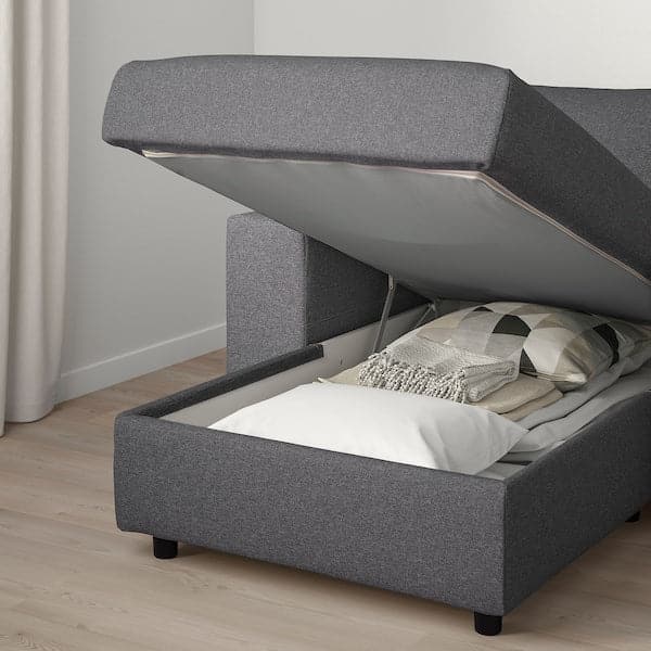 VIMLE 4 seater sofa with chaise-longue - with wide armrests/gunnared smoke grey , - best price from Maltashopper.com 29401766