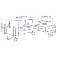 VIMLE 4 seater sofa with chaise-longue - with wide armrests/gunnared smoke grey , - best price from Maltashopper.com 29401766