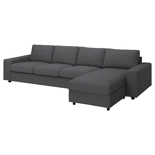 VIMLE 4 seater sofa with chaise-longue - with wide armrests/Hallarp grey ,