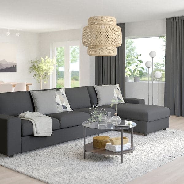 VIMLE 4 seater sofa with chaise-longue - with wide armrests/Hallarp grey , - best price from Maltashopper.com 09401772