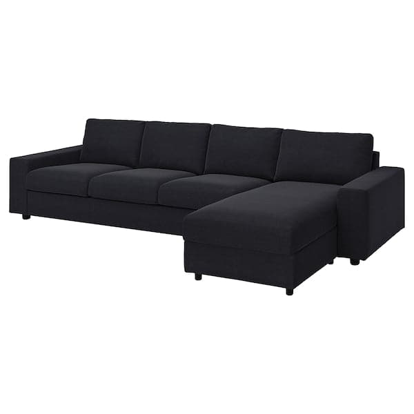 VIMLE 4-seater sofa with chaise-longue - with wide armrests/saxemara blue-black , - best price from Maltashopper.com 39401775