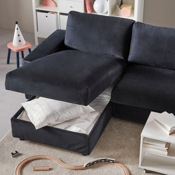 VIMLE 4-seater sofa with chaise-longue - with wide armrests/saxemara blue-black , - best price from Maltashopper.com 39401775