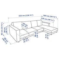 VIMLE - 4-seater sofa with chaise-longue/Djuparp dark grey , - best price from Maltashopper.com 49433610