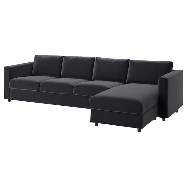 VIMLE - 4-seater sofa with chaise-longue/Djuparp dark grey , - best price from Maltashopper.com 49433610