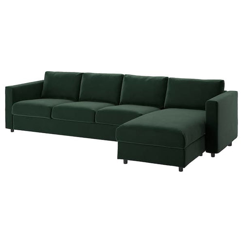 VIMLE - 4-seater sofa with chaise-longue/Djuparp dark green ,