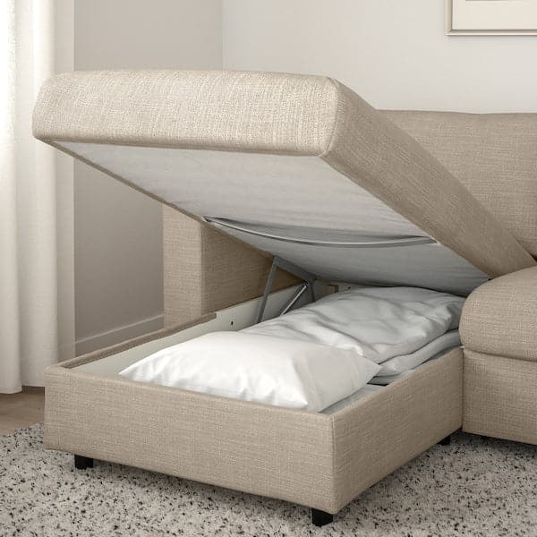 VIMLE - 4-seater sofa with chaise-longue/Hillared beige , - best price from Maltashopper.com 09434273