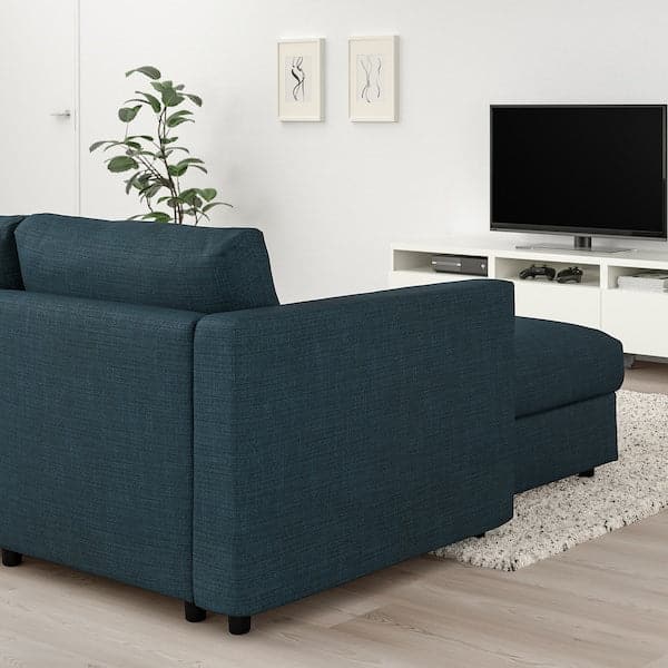 VIMLE - 4-seater sofa with chaise-longue/Hillared dark blue , - best price from Maltashopper.com 89441161