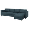 VIMLE 4-seat sofa, with chaise longue/Hillared dark blue, 322 cm
