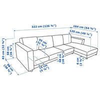 VIMLE - 4-seater sofa with chaise-longue/Lejde grey/black , - best price from Maltashopper.com 69434393