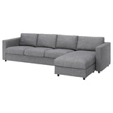 VIMLE 4-seat sofa, with chaise longue/Lejde grey/black, 322 cm