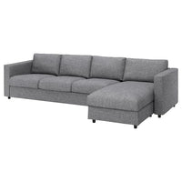 VIMLE - 4-seater sofa with chaise-longue/Lejde grey/black , - best price from Maltashopper.com 69434393