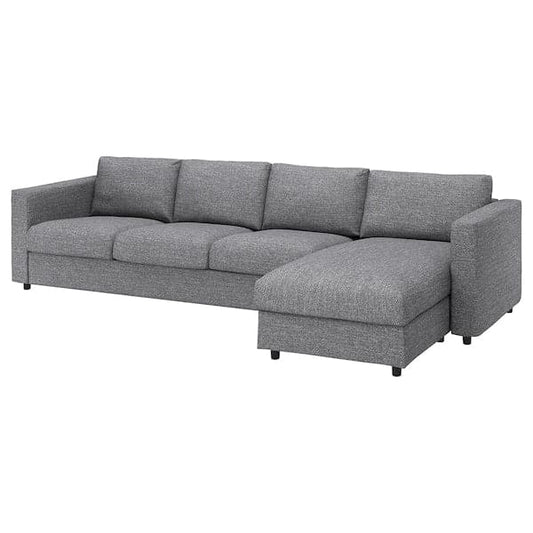 Ikea VIMLE - 4-seater sofa with chaise-longue/Lejde grey/black ,