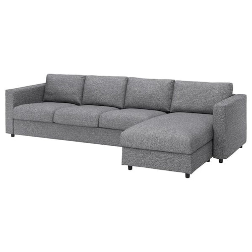 VIMLE - 4-seater sofa with chaise-longue/Lejde grey/black ,