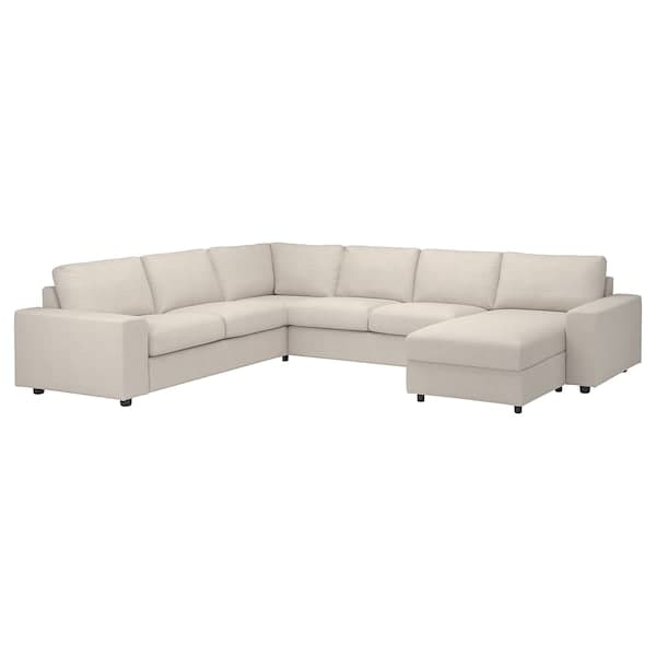 Ikea VIMLE 5-seater angol sofa/chaise-longue - with wide armrests/Beige Gunnared ,