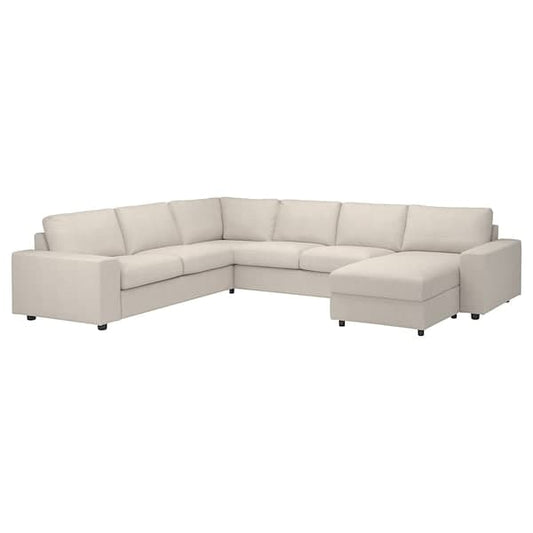 Ikea VIMLE 5-seater angol sofa/chaise-longue - with wide armrests/Beige Gunnared ,