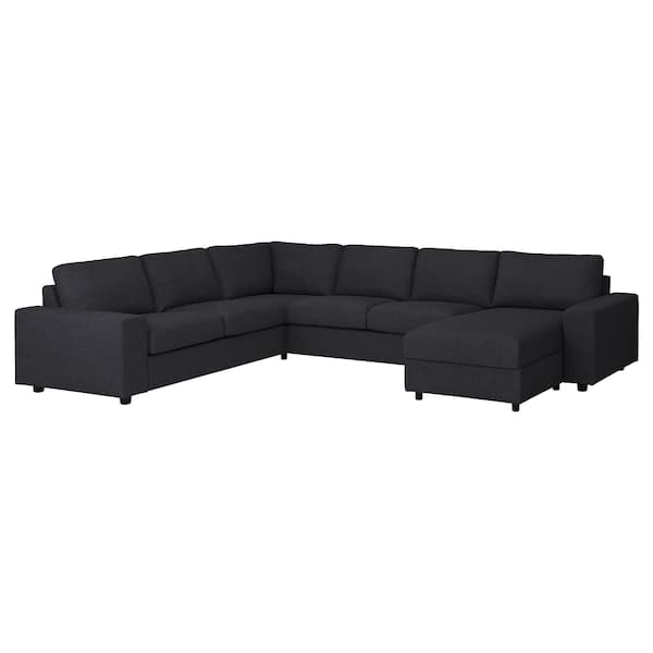 Ikea VIMLE - 5 seater angol sofa/chaise-longue, with wide armrests/Hillared anthracite ,