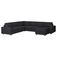 VIMLE - 5 seater angol sofa/chaise-longue, with wide armrests/Hillared anthracite , - best price from Maltashopper.com 99436692