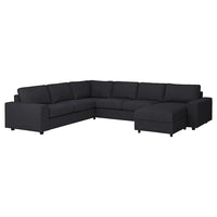 VIMLE corner sofa, 5-seat w chaise longue, with wide armrests/Hillared anthracite, 15x68x98 cm