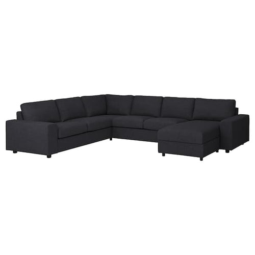 VIMLE - 5 seater angol sofa/chaise-longue, with wide armrests/Hillared anthracite ,