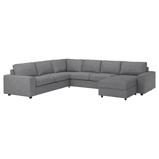 Ikea VIMLE - 5 seater corner sofa/chaise-longue, with wide armrests/Lejde grey/black ,