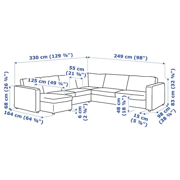 VIMLE - 5-seat corner sofa/chaise longue, Saxemara blue-black - Premium  from Ikea - Just €1844.99! Shop now at Maltashopper.com