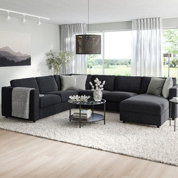 VIMLE - 5-seat corner sofa/chaise longue, Saxemara blue-black - best price from Maltashopper.com 29399693