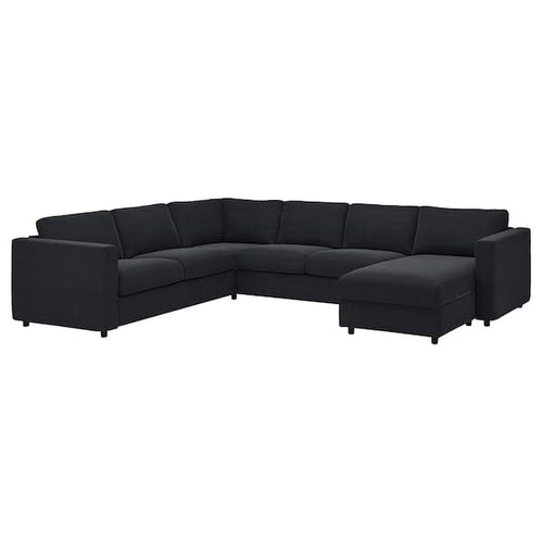 VIMLE - 5-seat corner sofa/chaise longue, Saxemara blue-black