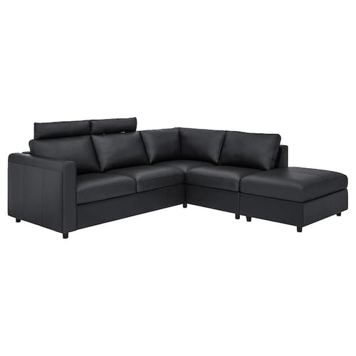VIMLE 4-seater corner sofa - with open terminal with headrest/Grann/Bomstad black ,