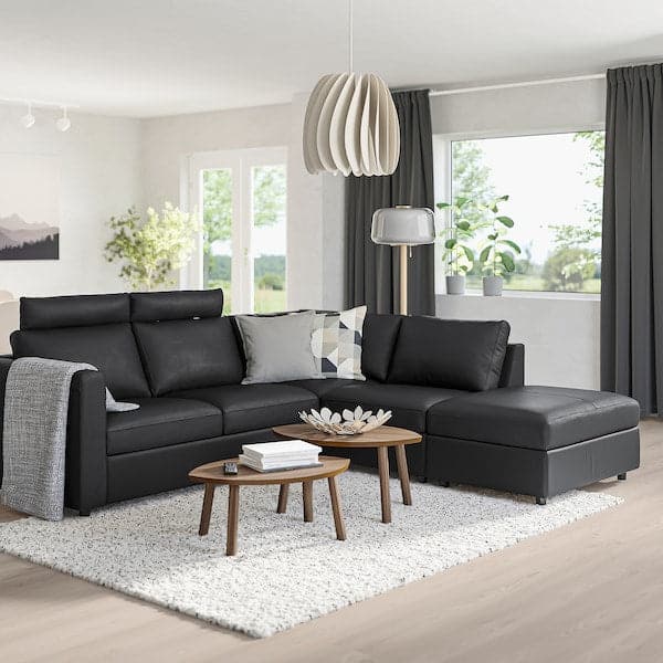 VIMLE 4-seater corner sofa - with open terminal with headrest/Grann/Bomstad black , - best price from Maltashopper.com 29306284