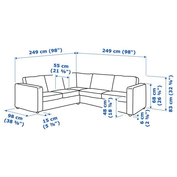 VIMLE - 4-seater corner sofa, Lejde grey/black , - best price from Maltashopper.com 79434458