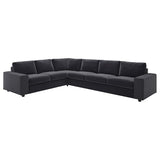 VIMLE corner sofa, 5-seat, with wide armrests/Djuparp dark grey, 15x68x98 cm