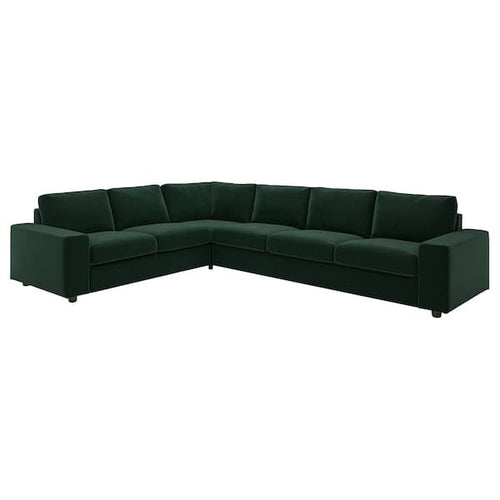 VIMLE - 5-seater corner sofa with wide armrests/Djuparp dark green ,