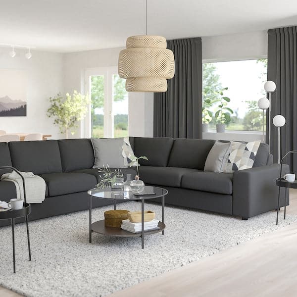 VIMLE 5-seater corner sofa - with wide armrests/Grey Hallarp , - best price from Maltashopper.com 09401809