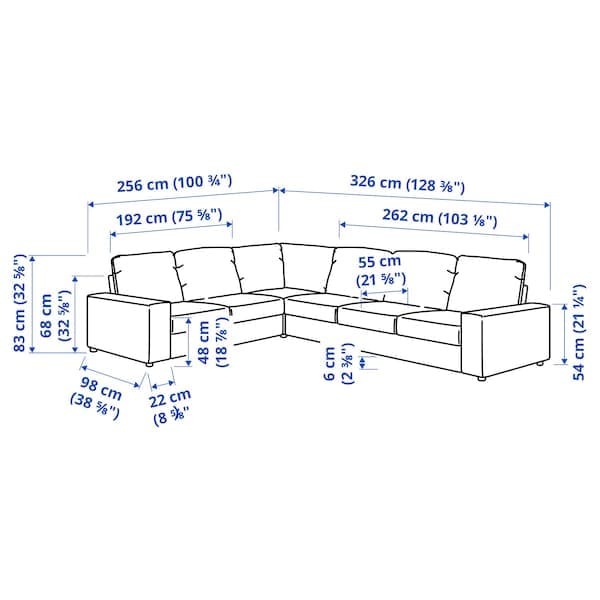 Ikea VIMLE 5-seater corner sofa - with wide armrests/Grey Hallarp ,