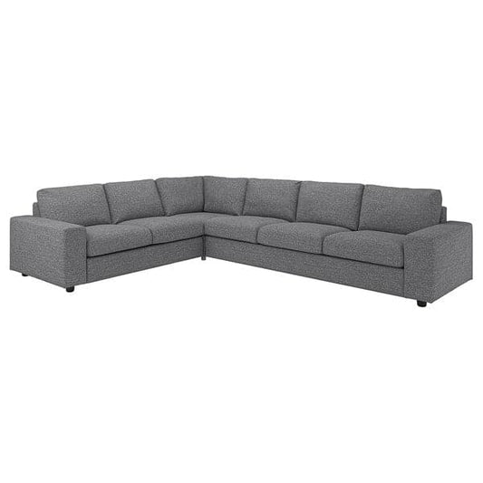 Ikea VIMLE - 5 seater corner sofa with wide armrests/Lejde grey/black ,