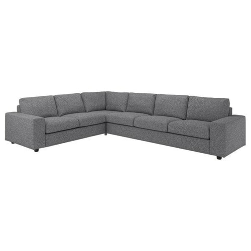 VIMLE - 5 seater corner sofa with wide armrests/Lejde grey/black ,