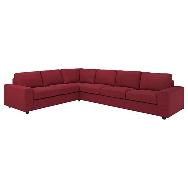 VIMLE - 5 seater corner sofa with wide armrests/Lejde red/brown , - best price from Maltashopper.com 19436733