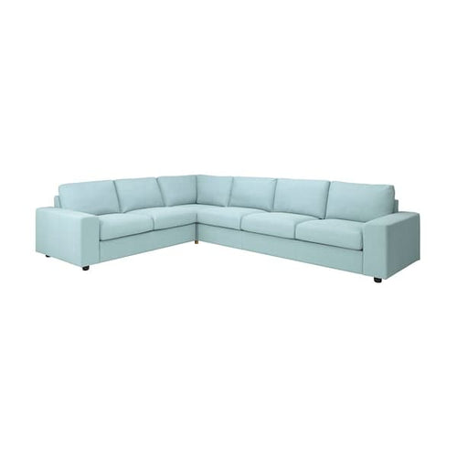 VIMLE 5-seater corner sofa - with wide armrests/Saxemara light blue ,