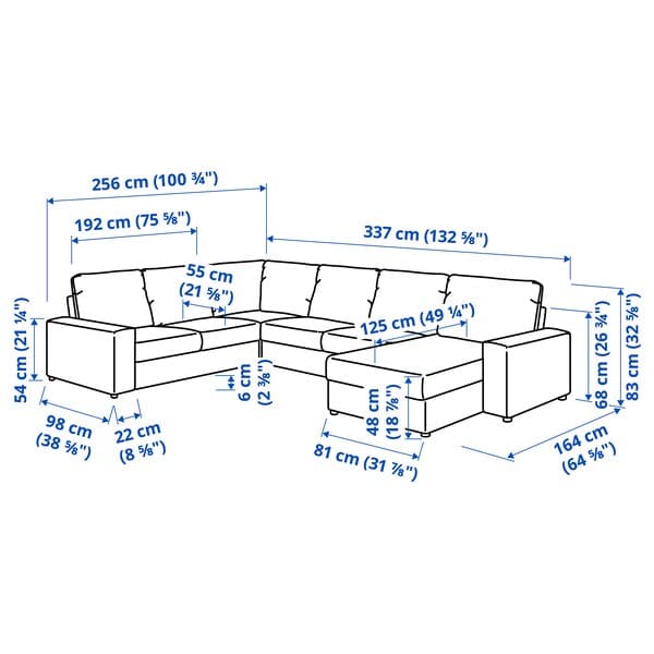 VIMLE - 5-seater corner sofa with chaise-longue and wide armrests/Hillared dark blue , - best price from Maltashopper.com 59432733