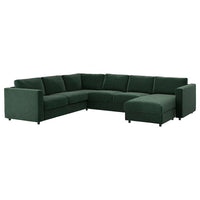 VIMLE - 5 seater corner sofa with chaise-longue/Djuparp dark green , - best price from Maltashopper.com 19434140