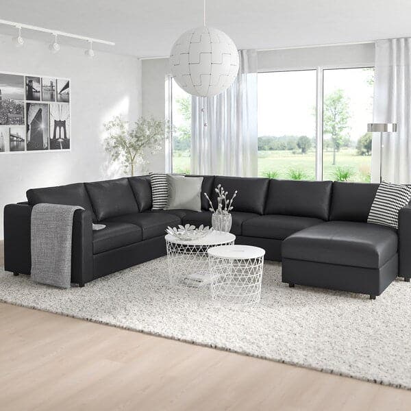 VIMLE 5-seater corner sofa - with chaise-longue/Grann/Bomstad black - best price from Maltashopper.com 39306764